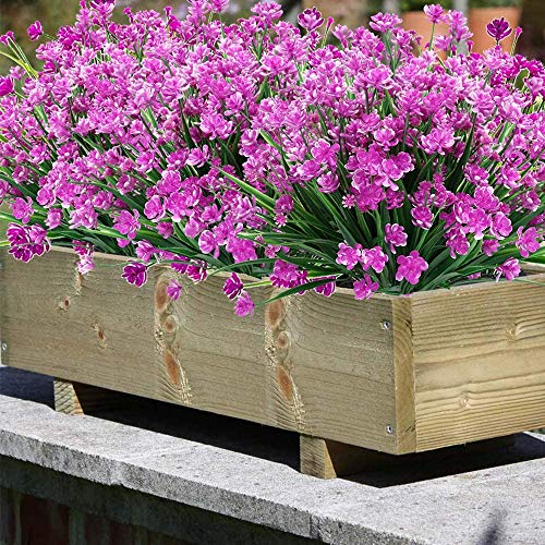 Msrlassn 4 Piezas Flores Artificiales,Flores de plástico Artificiales,no se decolora,para Interior Exteriores decoración Arbusto de jardín Porche Ventana decoración Planta (Fucsia)