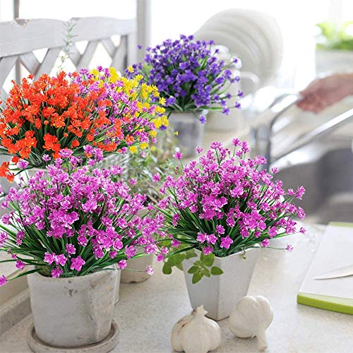 Msrlassn 4 Piezas Flores Artificiales,Flores de plástico Artificiales,no se decolora,para Interior Exteriores decoración Arbusto de jardín Porche Ventana decoración Planta (Fucsia)