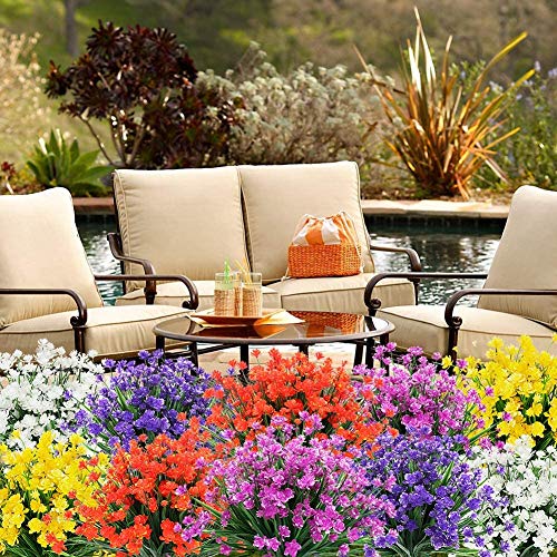 Msrlassn 4 Piezas Flores Artificiales,Flores de plástico Artificiales,no se decolora,para Interior Exteriores decoración Arbusto de jardín Porche Ventana decoración Planta (Fucsia)