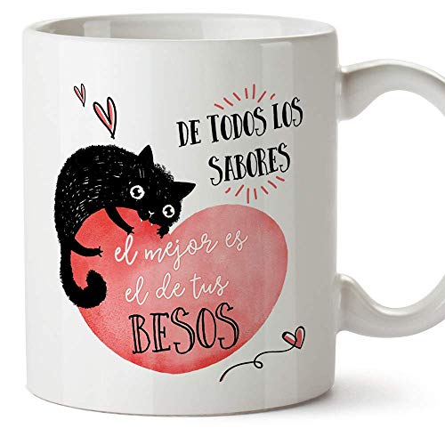 MUGFFINS Taza San Valentín (Te quiero) - De todos los sabores - Regalos Originales y Divertidos de Aniversario para Novios, Enamorados, Pareja.