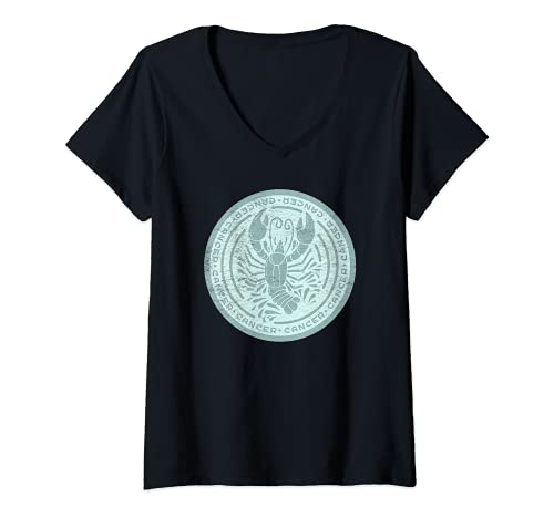Mujer Signo del cáncer de la insignia del zodiaco de la astrología Camiseta Cuello V