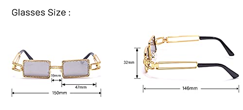 Mujeres Gafas de Sol Rectángulo Diamante Gafas de Sol Femenino Rhinestone Vintage Gafas de Sol Venta al por Mayor Gafas de Sol (Color : 1, Size : F)