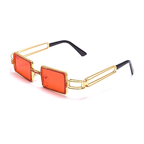 Mujeres Gafas de Sol Rectángulo Diamante Gafas de Sol Femenino Rhinestone Vintage Gafas de Sol Venta al por Mayor Gafas de Sol (Color : 1, Size : F)