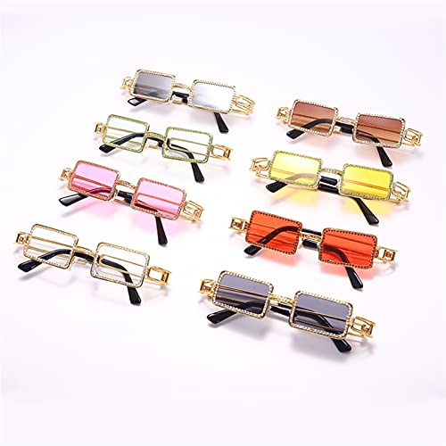 Mujeres Gafas de Sol Rectángulo Diamante Gafas de Sol Femenino Rhinestone Vintage Gafas de Sol Venta al por Mayor Gafas de Sol (Color : 1, Size : F)