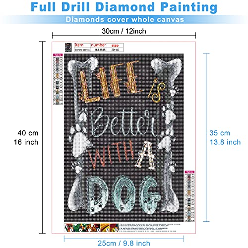 MXJSUA Kits de Pintura de Diamantes 5d imágenes de Diamantes de imitación de Taladro Redondo Completo para decoración de Pared del hogar 30x40cm Vida y Perro