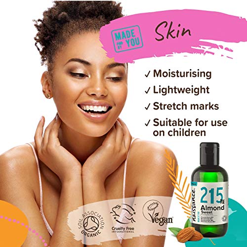 Naissance Aceite De Almendras Dulces Prensado en Frio Puro BIO (no. 215) - 100ml - Hidratante Natural Ecológico Pelo, Uñas, Cuerpo, Piel - Emoliente Vegetal Orgánico Para Masaje, Jabones, Estrías