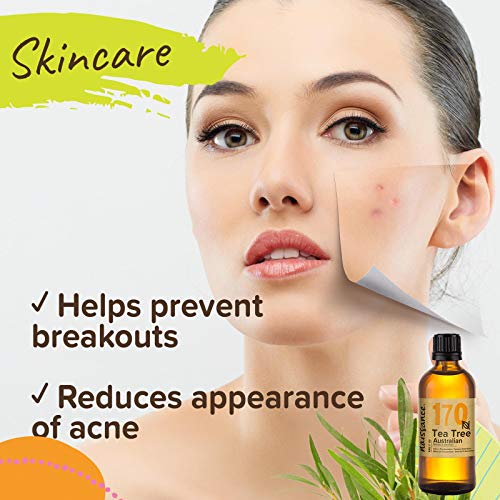 Naissance Aceite Esencial Árbol de Té Australiano Puro (No. 109) 2 x 100ml - Tratamiento Natural Para Acné, Puntos Negros, Cuero Cabelludo Graso, Uñas - Reduce Enrojecimiento Uniformiza Tono Piel