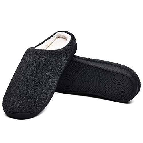 NAITOKE Zapatillas Casa Hombre Antideslizante de Interior y Exterior Pantuflas,Confortable Pantuflas Hombre De Forro Polar Suave,negro,40/41 EU