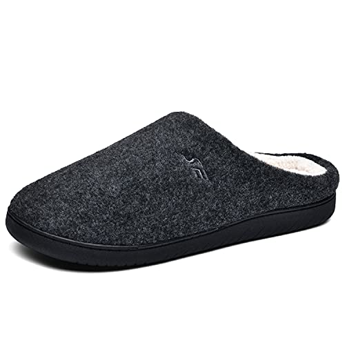 NAITOKE Zapatillas Casa Hombre Antideslizante de Interior y Exterior Pantuflas,Confortable Pantuflas Hombre De Forro Polar Suave,negro,40/41 EU