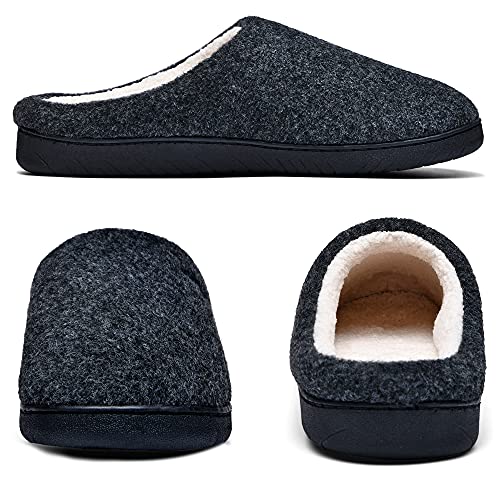 NAITOKE Zapatillas Casa Hombre Antideslizante de Interior y Exterior Pantuflas,Confortable Pantuflas Hombre De Forro Polar Suave,negro,40/41 EU