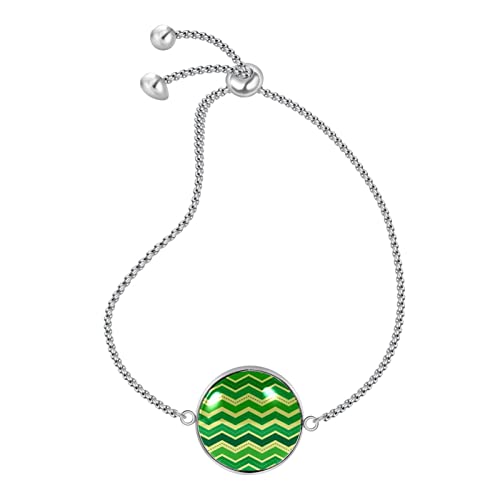 nakw88 Pulseras de acero inoxidable con patrones para mujeres y niñas ajustables | Caja exquisita Día de San Patricio Ondulación Verde