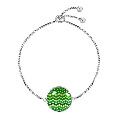 nakw88 Pulseras de acero inoxidable con patrones para mujeres y niñas ajustables | Caja exquisita Día de San Patricio Ondulación Verde
