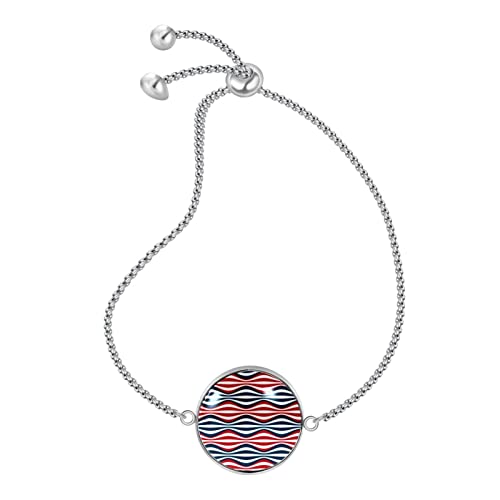 nakw88 Pulseras de acero inoxidable con patrones para mujeres y niñas ajustables | Exquisita caja de rayas americanas onduladas