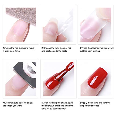 Natuce 500PCS Uñas Falsas, 10 Tallas Puntas de Uñas Artificiales Acrílico, Naturales Uñas Postizas, Artificiales de Acrílico Puntas de Uñas de Manicura, falso consejos de uñas de arte con caja (A)
