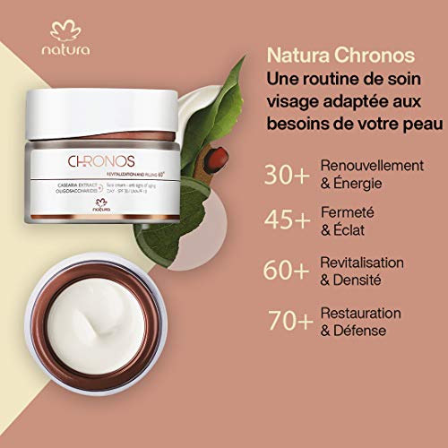 NATURA - Crema Facial Antisignos de Día 30+ Chronos - Renovación y Energía - Antiarrugas, Antifatiga - Corrige los 1° Signos de la Edad - Protección Solar SPF30 - 100 % Vegano - Cruelty Free - 40 g