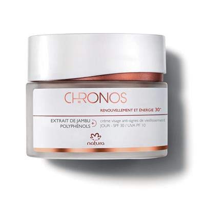 NATURA - Crema Facial Antisignos de Día 30+ Chronos - Renovación y Energía - Antiarrugas, Antifatiga - Corrige los 1° Signos de la Edad - Protección Solar SPF30 - 100 % Vegano - Cruelty Free - 40 g