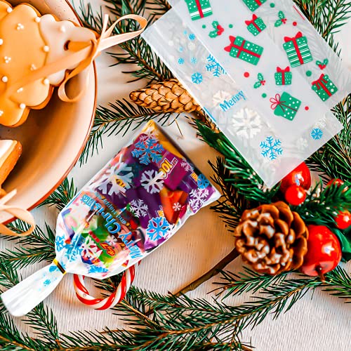 Navidad Bolsas de plástico de celofán Transparente 100 Bolsitas de Bolsas de plástico para Galletas Galletas Dulces Tortas de Dulces Magdalenas de Chocolate PiruletaBolsas de Decoracións (C)