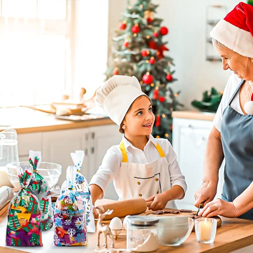 Navidad Bolsas de plástico de celofán Transparente 100 Bolsitas de Bolsas de plástico para Galletas Galletas Dulces Tortas de Dulces Magdalenas de Chocolate PiruletaBolsas de Decoracións (C)