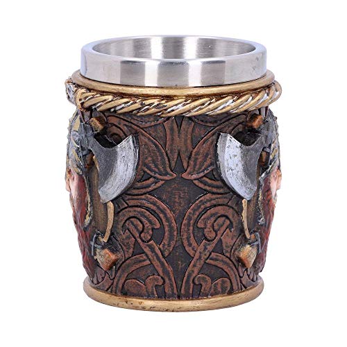 Nemesis Now Drakkar - Vaso de chupito para barco de dragón vikingo, resina con inserto de acero inoxidable, marrón, 7 cm