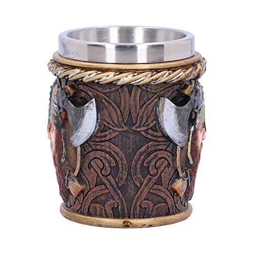 Nemesis Now Drakkar - Vaso de chupito para barco de dragón vikingo, resina con inserto de acero inoxidable, marrón, 7 cm