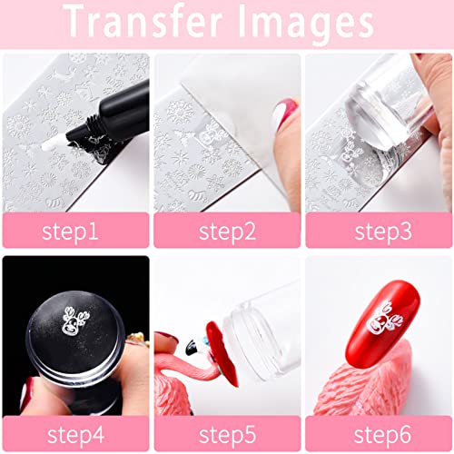 NICENEEDED 6Pcs Estampadora Colorida para Decoración de Uñas con Raspadores, 3 unidad de Estampadores de Uñas Y 3 unidades de Raspadores para Herramientas de Línea de Sonrisa Francesa