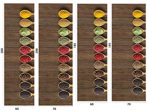 Oedim Vinilo para Frigorífico Especias en Cucharones Fondo Madera 70x185cm | Adhesivo Resistente y Económico | Pegatina Adhesiva Decorativa de Diseño Elegante