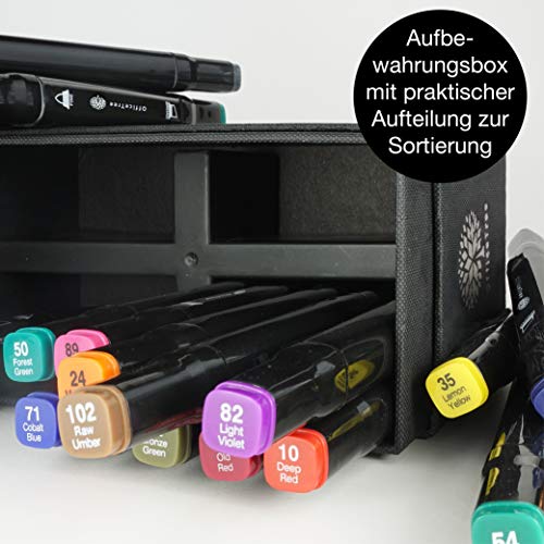 OfficeTree Set con 40 Marcadores de Fibra Touch Twin Marker - Colores Intensos - para Diseño, Bocetos, Ilustraciones, Dibujo
