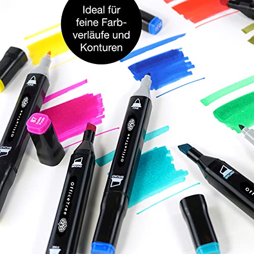 OfficeTree Set con 40 Marcadores de Fibra Touch Twin Marker - Colores Intensos - para Diseño, Bocetos, Ilustraciones, Dibujo
