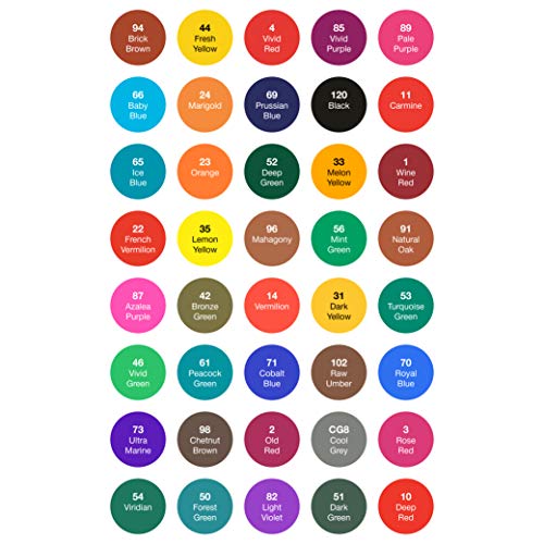 OfficeTree Set con 40 Marcadores de Fibra Touch Twin Marker - Colores Intensos - para Diseño, Bocetos, Ilustraciones, Dibujo