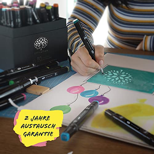 OfficeTree Set con 40 Marcadores de Fibra Touch Twin Marker - Colores Intensos - para Diseño, Bocetos, Ilustraciones, Dibujo