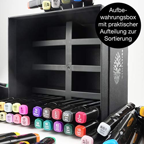 OfficeTree Set con 80 Marcadores de Fibra Touch Twin Marker - Colores Suaves e Intensos - para Diseño, Bocetos, Ilustraciones, Dibujo