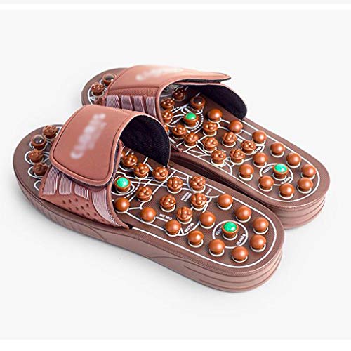 OMING Zapatillas de baño La acupresión Fascitis Plantar masajeador de pies, Masaje de Jade de Piedra Cubierta de Pelo, Reflexología Sandalias Hombres Mujeres (S) Zapatillas acogedoras