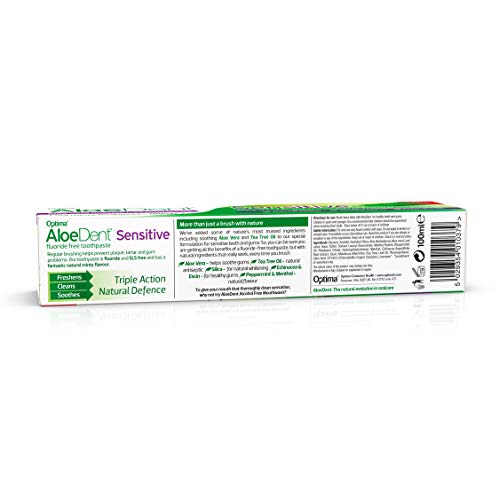 Optima Aloe Dent - Pasta de dientes sensible sin flúor con Aloe Vera, 100ml, 1 unidad
