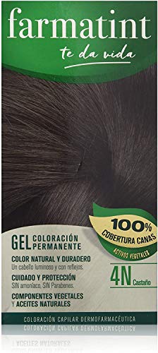 Pack Farmatint - Tinte 4N Castaño + Stop Raíces Castaño Oscuro - Color natural y duradero - Componentes vegetales y aceites naturales - Sin amoníaco - Dermatológicamente testado