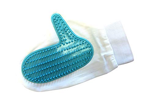 Pack Higiene para Mascotas. Cepillo de Pua + Cortauñas + Guante de Ducha. Cepillo para quitar pelos muertos de perros y gatos. (Azul)