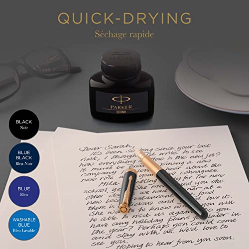 Parker tintero de tinta líquida Quink para plumas estilográficas, 57 ml, en blíster, color azul o negro