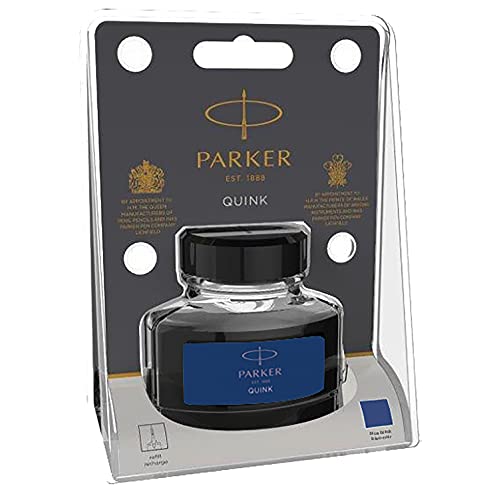 Parker tintero de tinta líquida Quink para plumas estilográficas, 57 ml, en blíster, color azul o negro