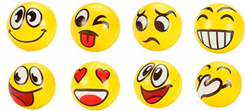 Pelota Pequeña de EMOTICONOS 10 CM de Goma. Juguetes, regalos divertidos y originales prácticos para Niños, Niñas y todas las edades. Regalos Baratos Invitados para Comuniones, bodas, Cumpleaños