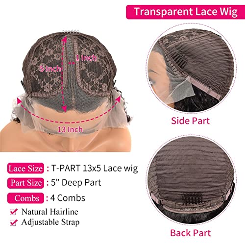 Peluca Peluca de encaje recto brasileño Hd Transparente 13 × 5 peluca frontal de encaje 8-16 pulgadas Bob corta pelucas de cabello humano for mujeres Peluca de encaje recto de hueso Extensiones cabell
