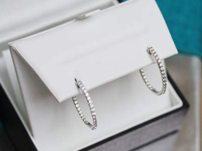 Pendientes Bali de oro blanco macizo de 18 quilates Pendientes de aro de mujer de 1.56 quilates de diamantes naturales de Amazon