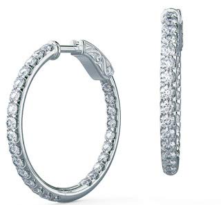 Pendientes Bali de oro blanco macizo de 18 quilates Pendientes de aro de mujer de 1.56 quilates de diamantes naturales de Amazon