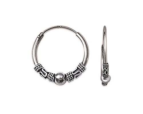 Pendientes de aro de Bali, de plata 925/000, 18 mm de diámetro