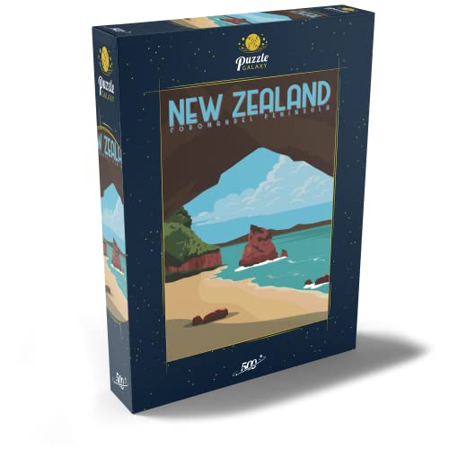 Península De Coromandel En La Isla Norte De Nueva Zelanda, Póster Vintage De Estilo Art Deco, Ilustración - Premium 500 Piezas Puzzles - Colección Especial MyPuzzle de Puzzle Galaxy