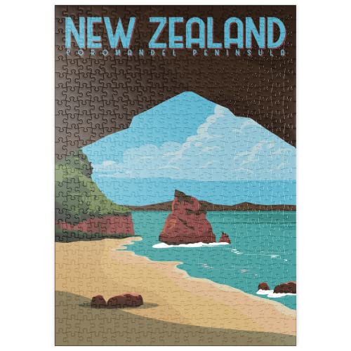 Península De Coromandel En La Isla Norte De Nueva Zelanda, Póster Vintage De Estilo Art Deco, Ilustración - Premium 500 Piezas Puzzles - Colección Especial MyPuzzle de Puzzle Galaxy