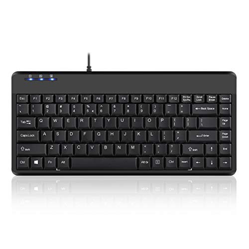 Perixx PERIBOARD-409 Mini Teclado Inglés (US QWERTY) - USB - Color Piano Negro - Dimensión 315x147x20mm