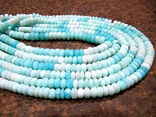 Perlas lisas de ópalo peruano azul natural RONDELLE de 5-6 mm de hebra de 8 pulgadas