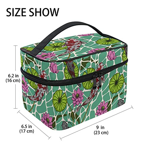 Pez Koi Flor De Loto Bolsa de Cosméticos Mujer Viaje Bolso de Maquillaje Mano Portátil Organizador Regalos para Mujeres