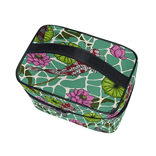 Pez Koi Flor De Loto Bolsa de Cosméticos Mujer Viaje Bolso de Maquillaje Mano Portátil Organizador Regalos para Mujeres