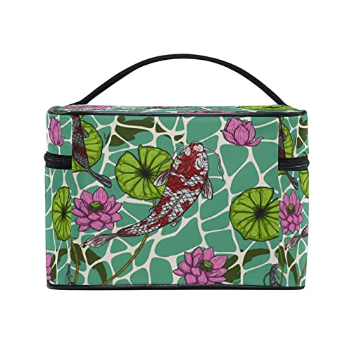 Pez Koi Flor De Loto Bolsa de Cosméticos Mujer Viaje Bolso de Maquillaje Mano Portátil Organizador Regalos para Mujeres