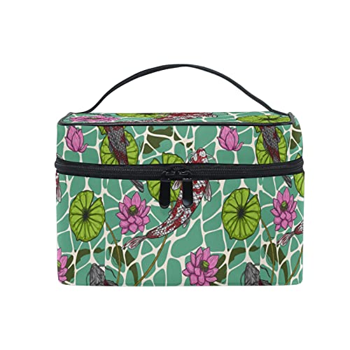 Pez Koi Flor De Loto Bolsa de Cosméticos Mujer Viaje Bolso de Maquillaje Mano Portátil Organizador Regalos para Mujeres